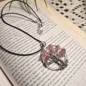 Strawberry Quartz Tree of Life Necklace